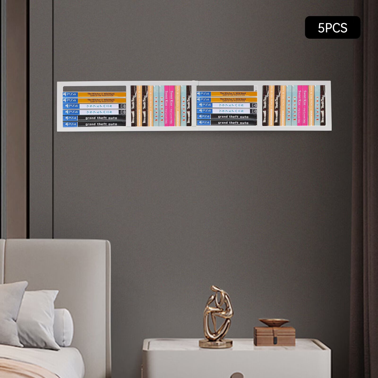 White Metal Wall Mount CD DVD Storage Rack U353