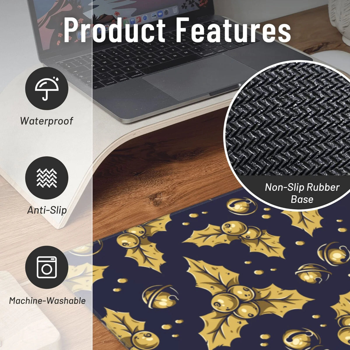 Yellow Bells Prints Non-Slip Gaming Mouse Pad, 15.8"x29.5" U6353