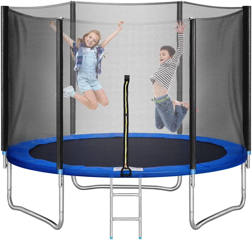 10 ft Trampoline with Enclosure and Wind Stakes, Blue C954