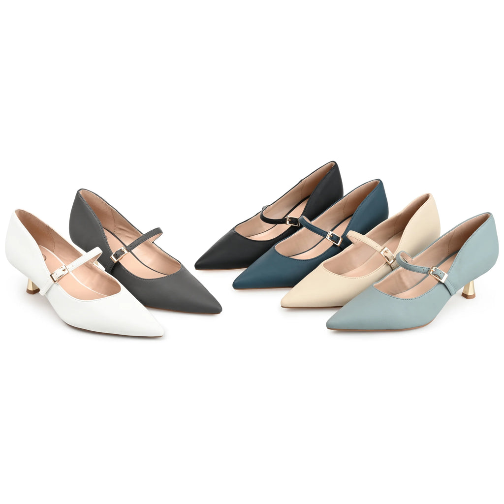 Pointed Toe Kitten Heel Mary Jane Pumps N146