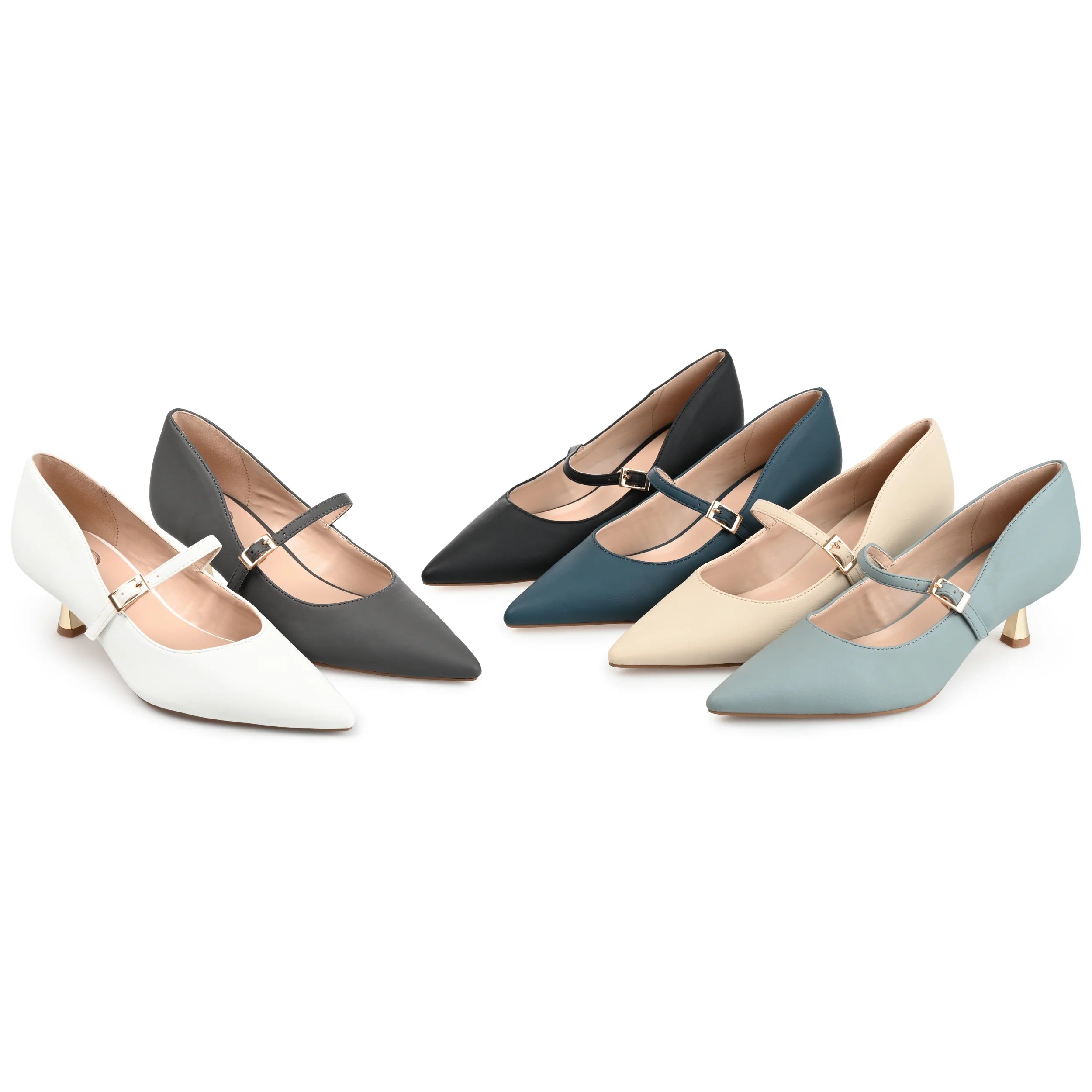 Pointed Toe Kitten Heel Mary Jane Pumps N146