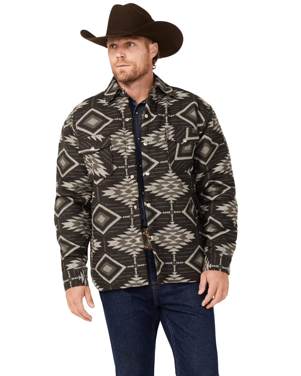 Black Lined Snap Shirt Jacket O531