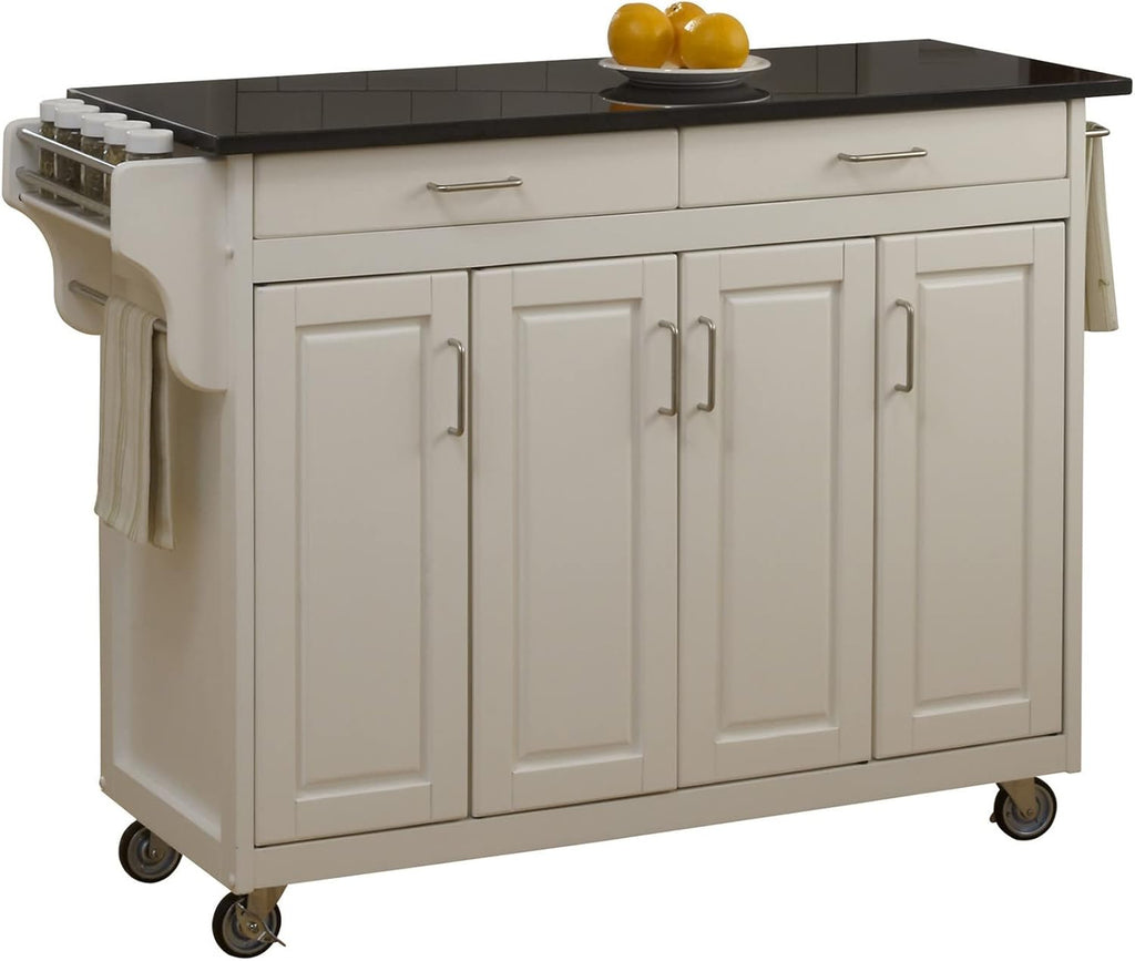 Black Finish Four Door Kitchen Cart with Stainless Steel Top M81314