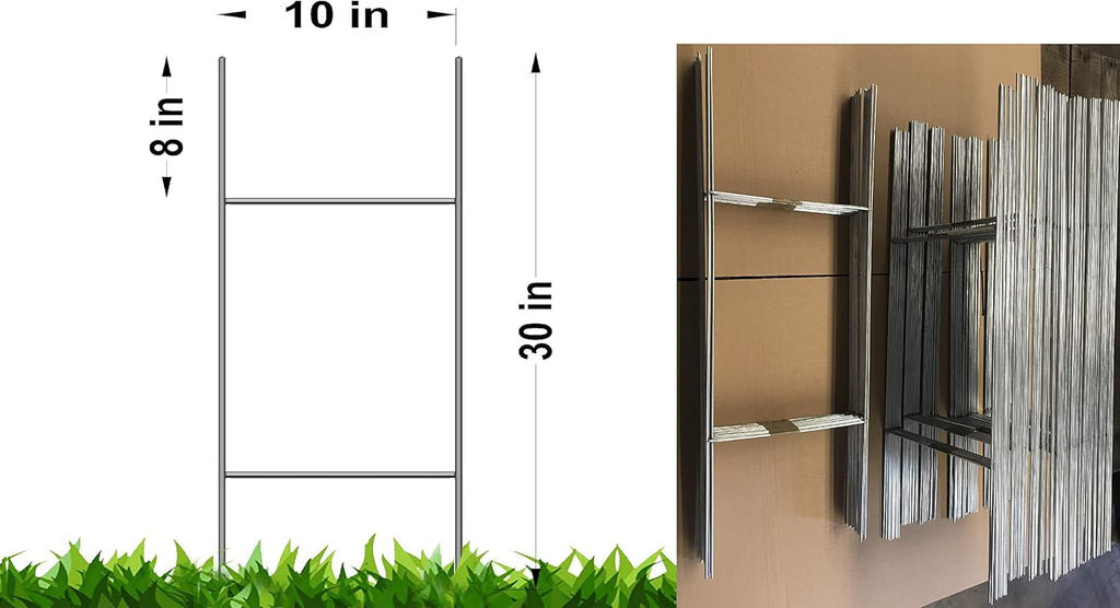 50 Pack Galvanized Metal Stake Sign Holder, 10 inch x 30 inch, 9 Gauge C4154