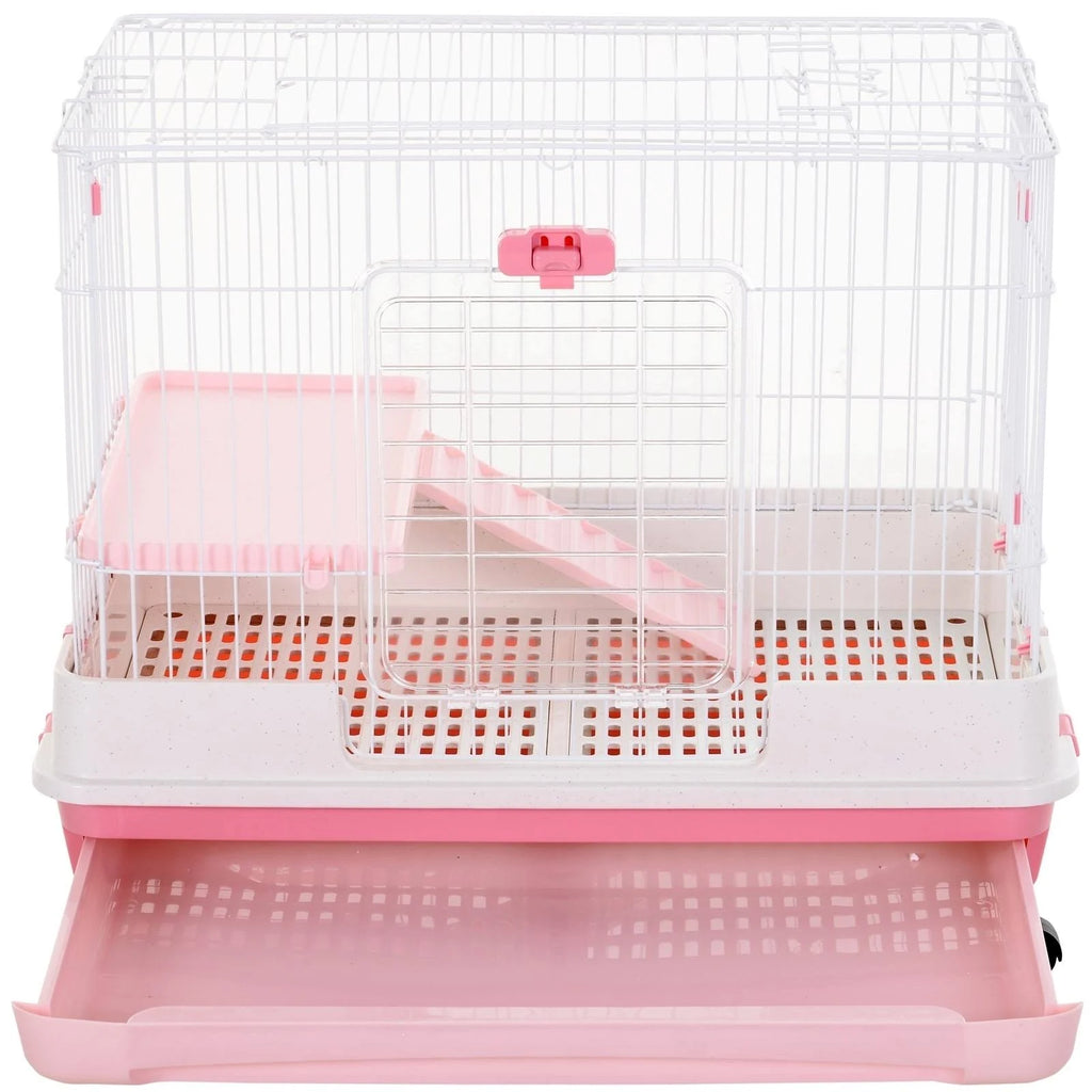 Pink Small Animal Habitat Cage with Wheels U830