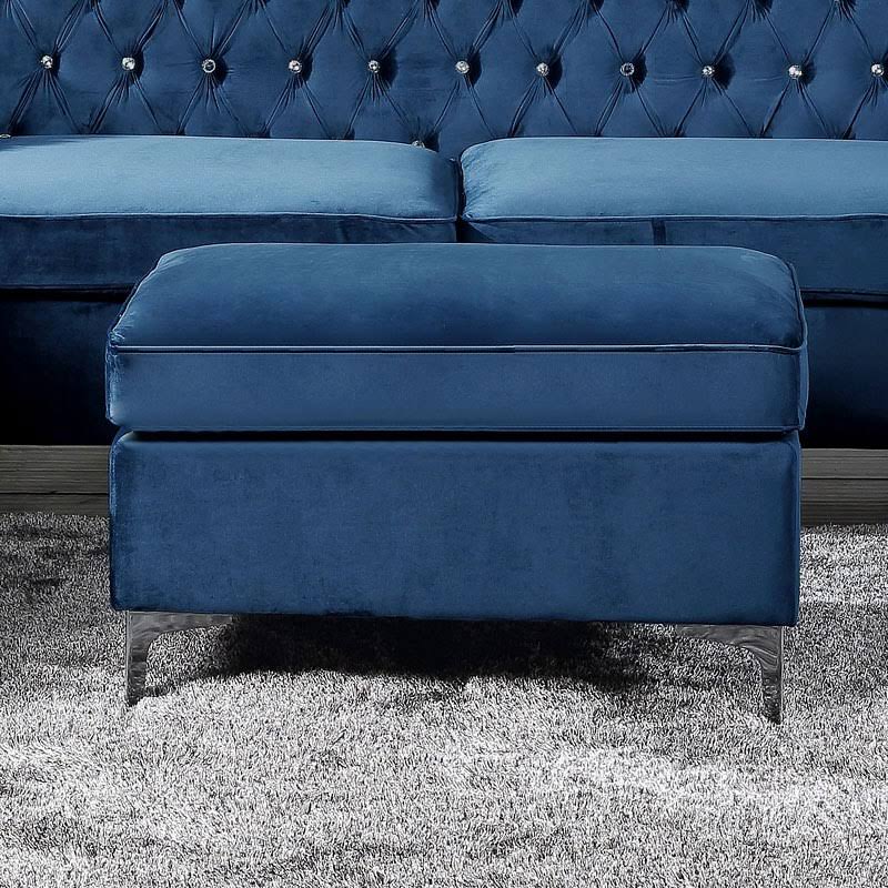 Blue Velvet Ottoman P46095