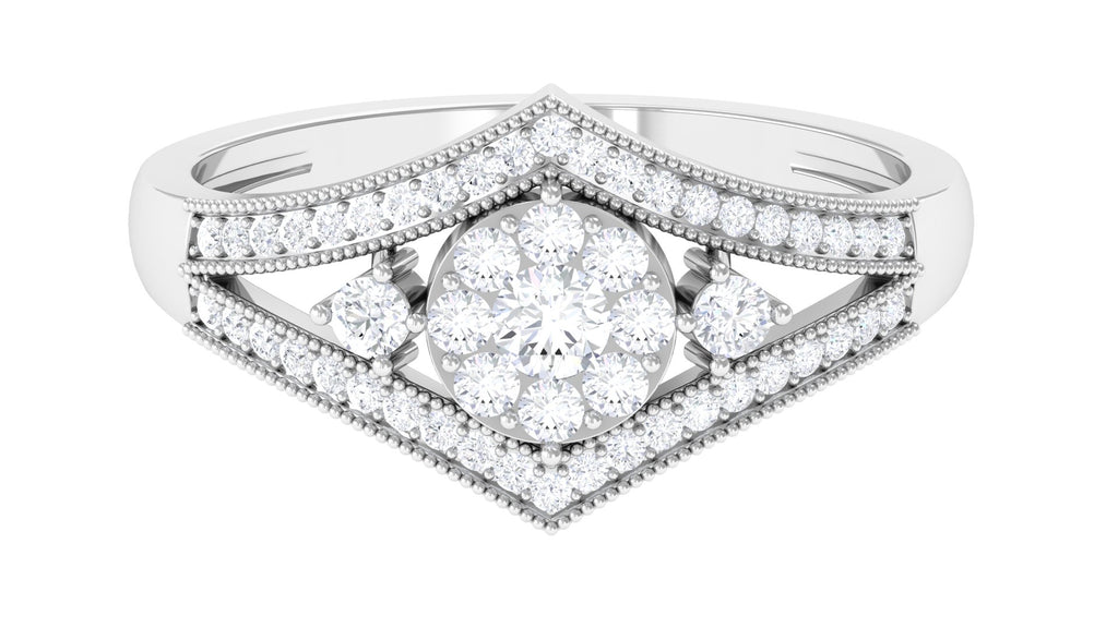 Moissanite Art Deco Engagement Ring, 0.75 CT, 925 Sterling Silver, US 4.00 D96497