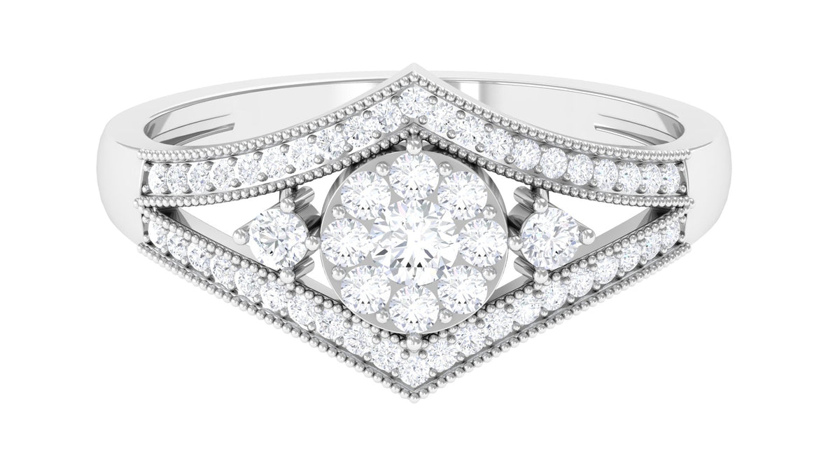 Moissanite Art Deco Engagement Ring, 0.75 CT, 925 Sterling Silver, US 4.00 D96497