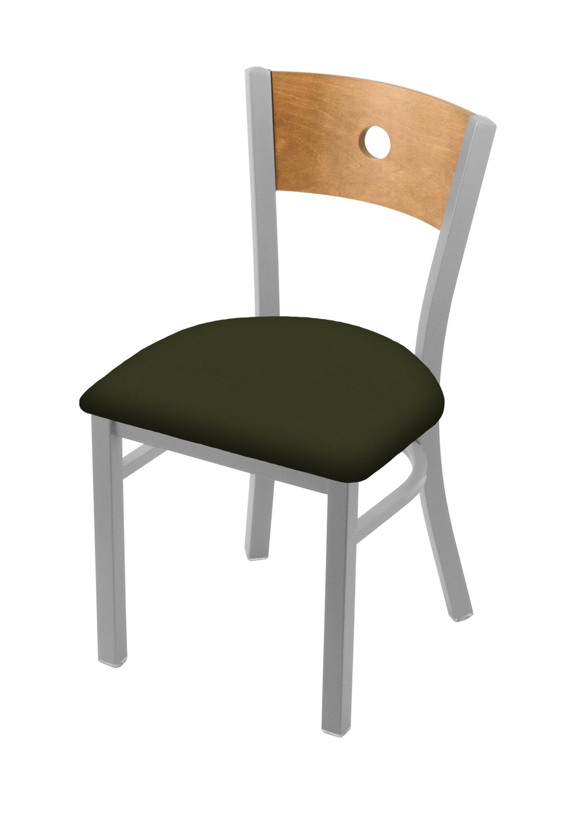 Medium Back Chair with Anodized Nickel Finish and Pine Seat X75889