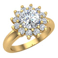18K Gold Floral Halo Engagement Ring T429