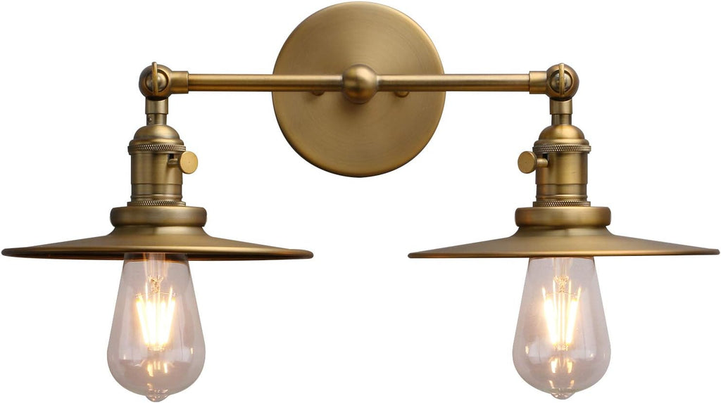 Brushed Nickel Dual-Light Wall Sconce with Switch and Flat Metal Canopy U794