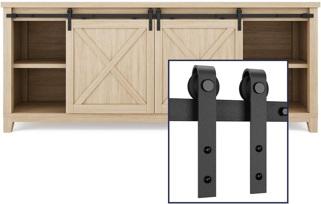 6.6FT Double Sliding Barn Hardware Kit for TV Stand, Closet, Window U190