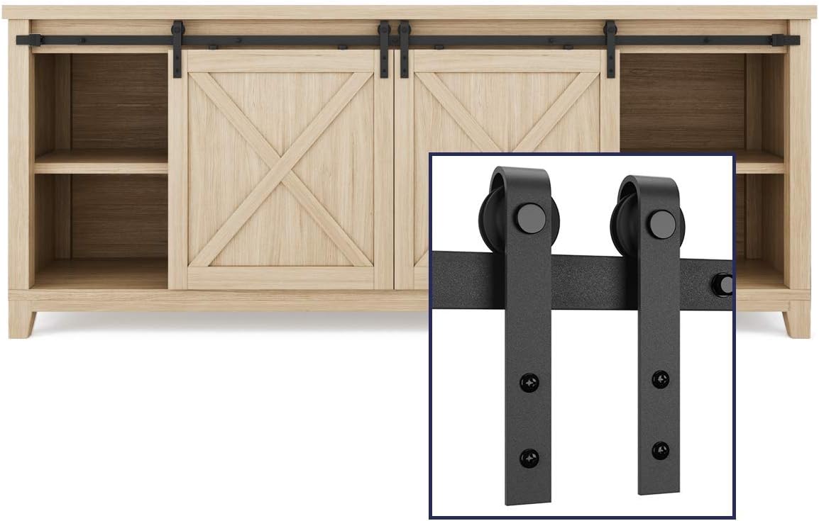 6.6FT Double Sliding Barn Hardware Kit for TV Stand, Closet, Window U190