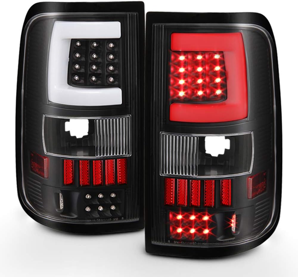 Black LED Tube Tail Lights for Ford F150 Pickup E11321