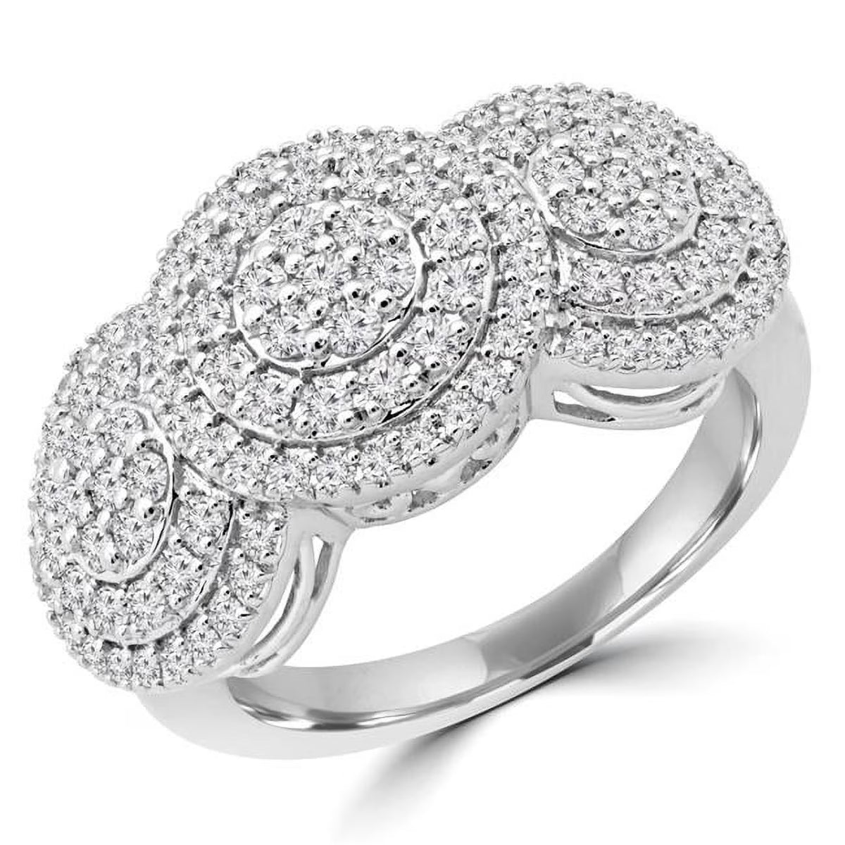 1 CTW Round Diamond Double Halo Engagement Ring in 14K White Gold P6970