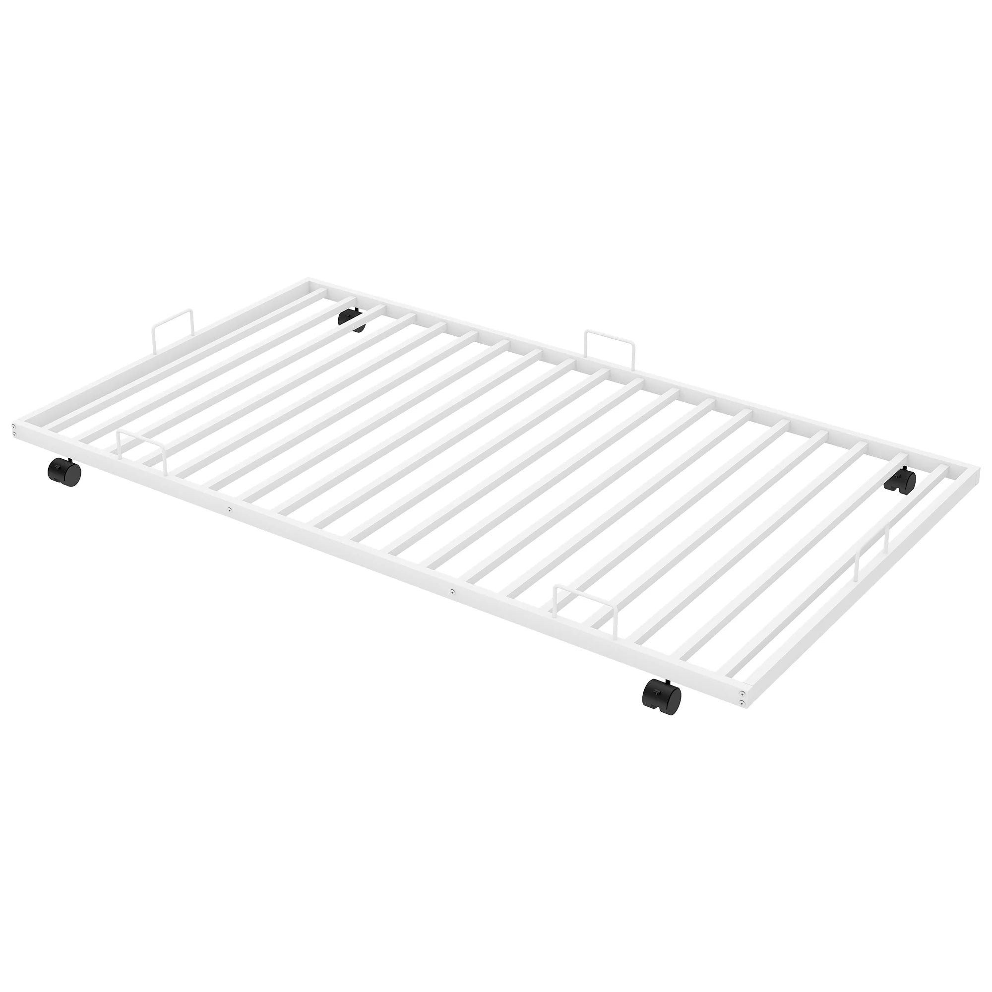 White Metal Twin over Twin Bunk Bed with Trundle R2572