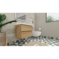 White Oak Wall-Mounted Single Bathroom Vanity Set U420873