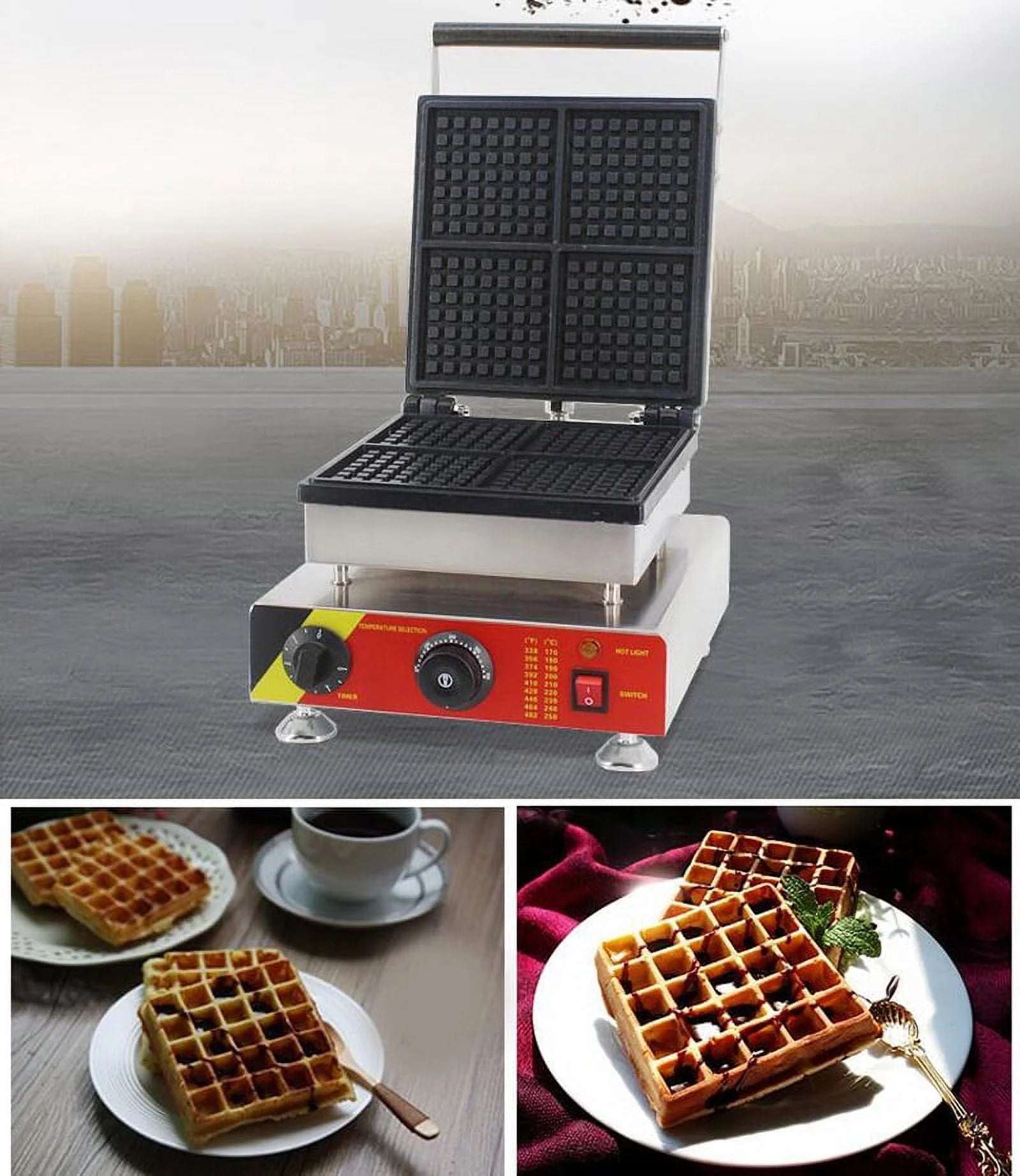 Square Waffle Baker Machine Nonstick Muffin Maker 4PCS P47528