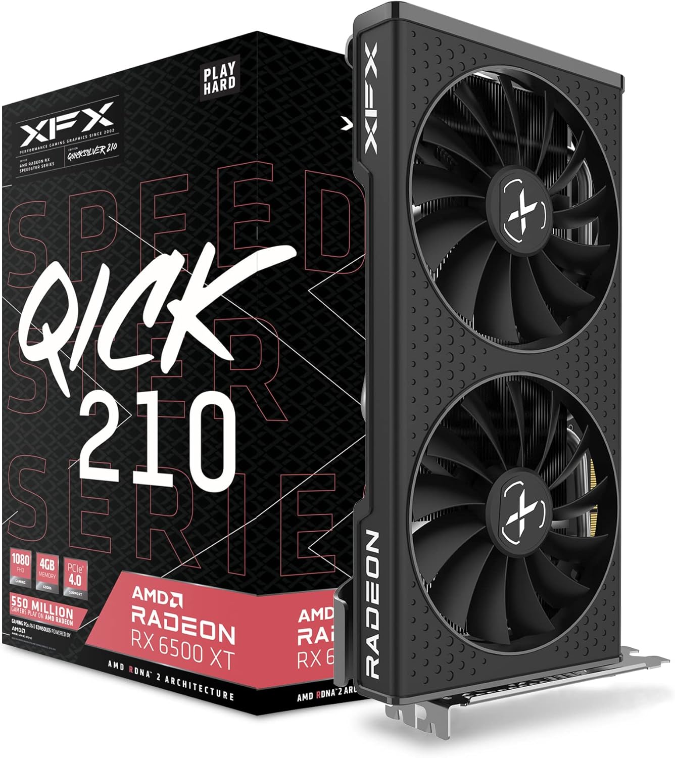Black Gaming Graphics Card with 4GB GDDR6 T394