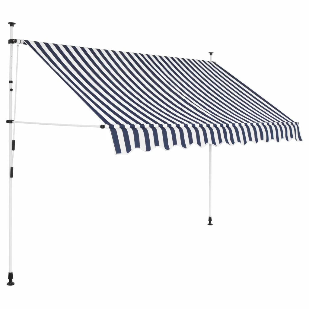 Blue and White Stripes Retractable Patio Awning 98.4 Inches C44244