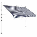 Blue and White Stripes Retractable Patio Awning 98.4 Inches C44244