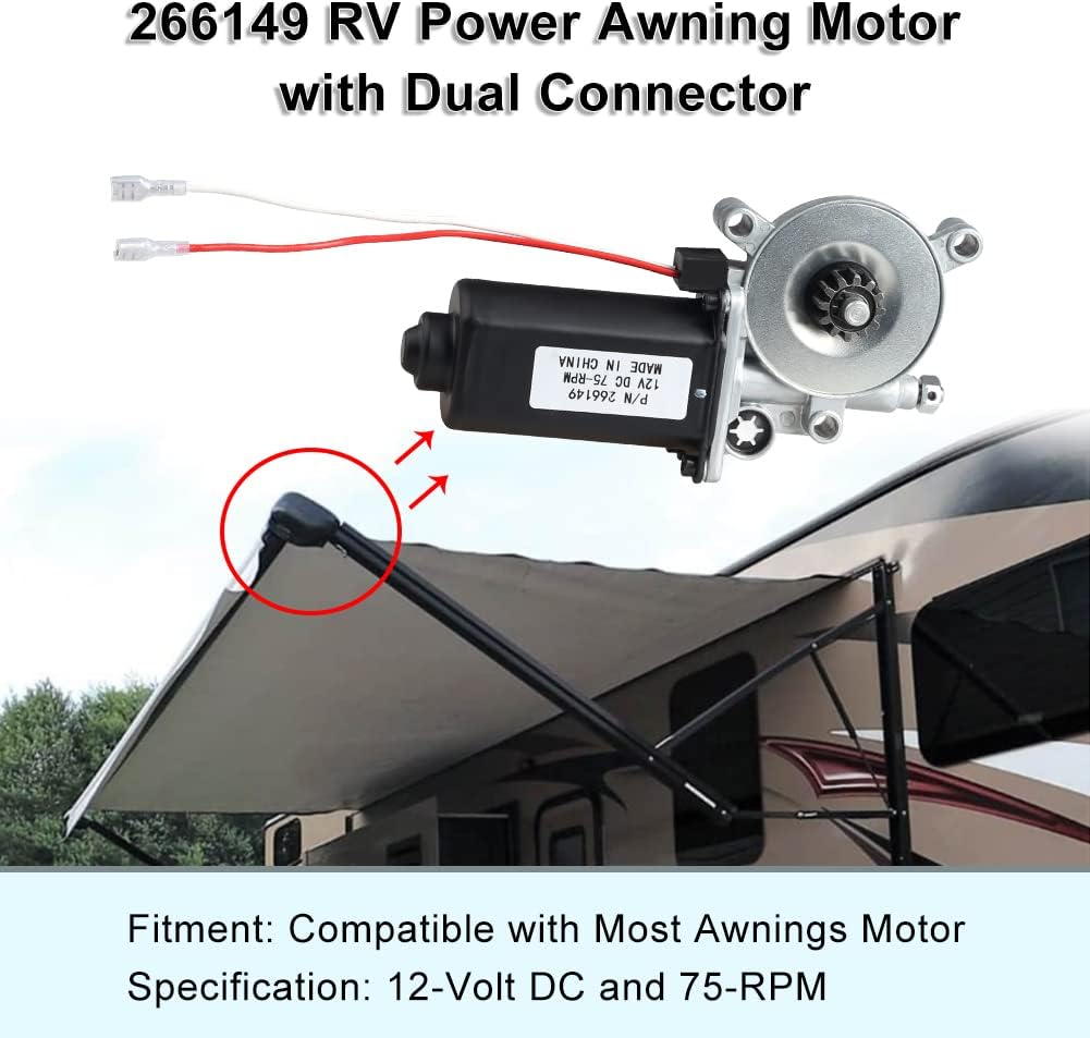 RV Power Awning Motor Replacement with Dual Connector X821339