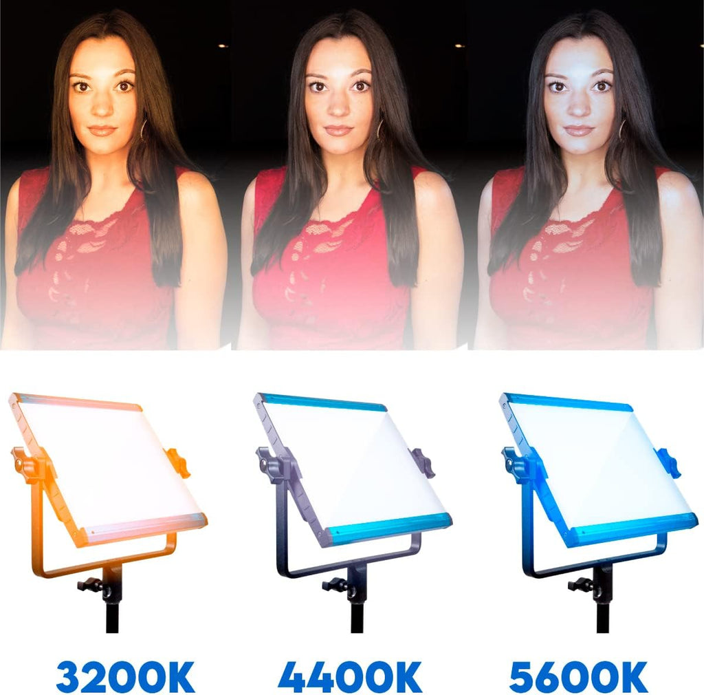 Bi-Color 3200K-5600K LED Video Light with App Control, Dimmable 0-100%, CRI & TLCI 96+, Dual NP-F Battery Plate L474263