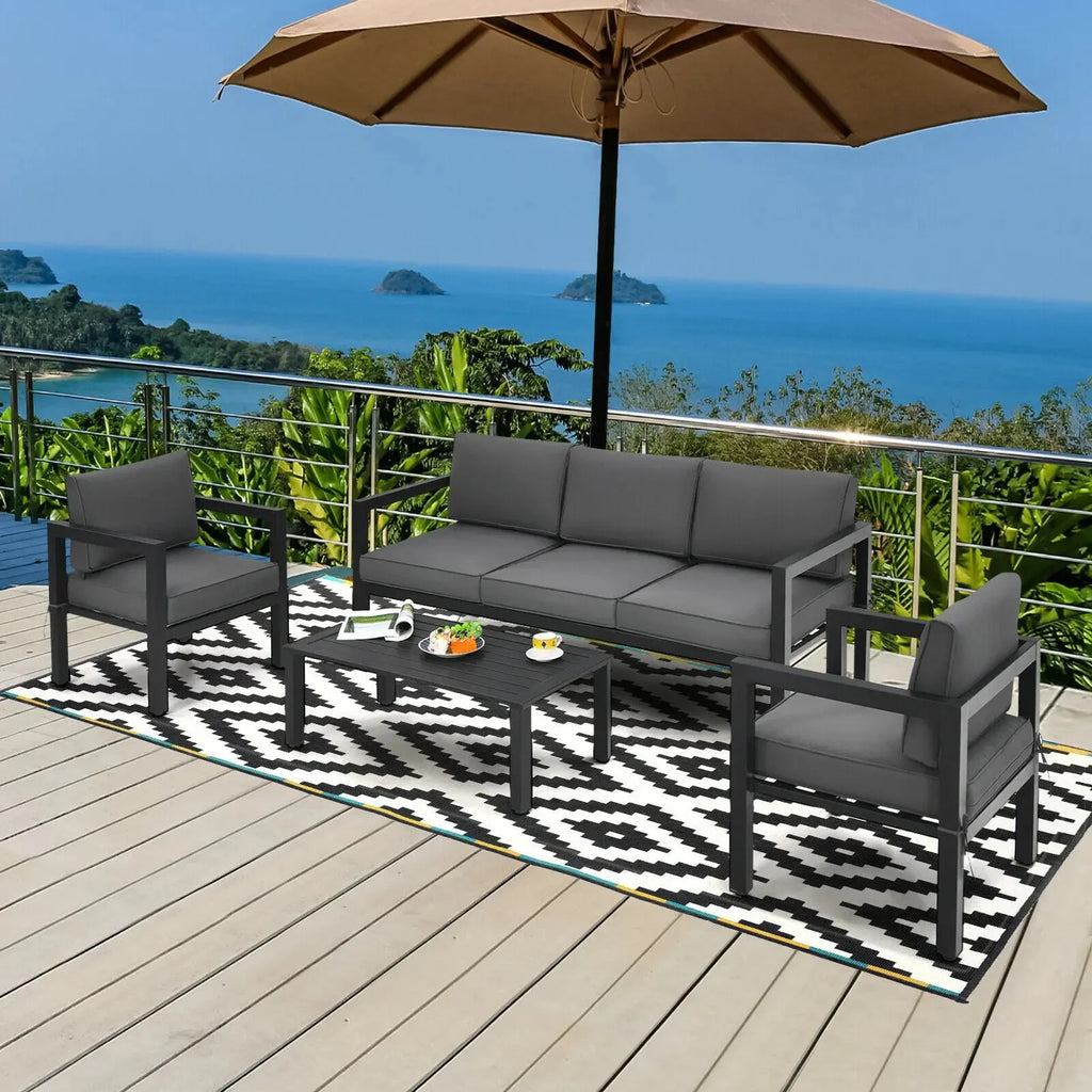 4-Piece Outdoor Patio Furniture Set Sectional Sofa Set Coffee Table M7411