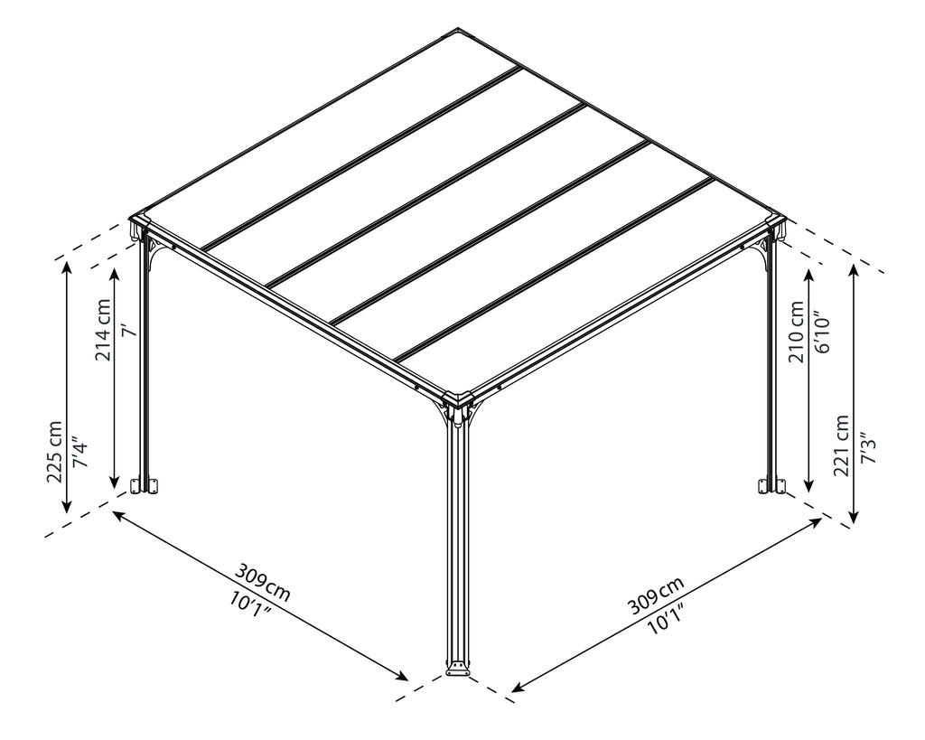 10' x 10' Polycarbonate/Aluminum Gazebo J351148