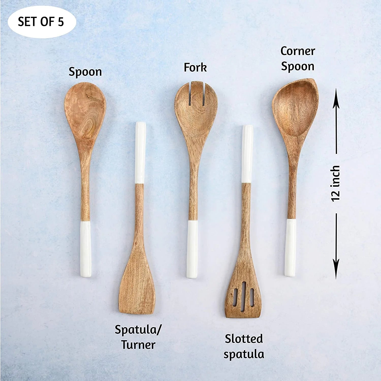 Set of 5 Acacia Wood Spoons Z795