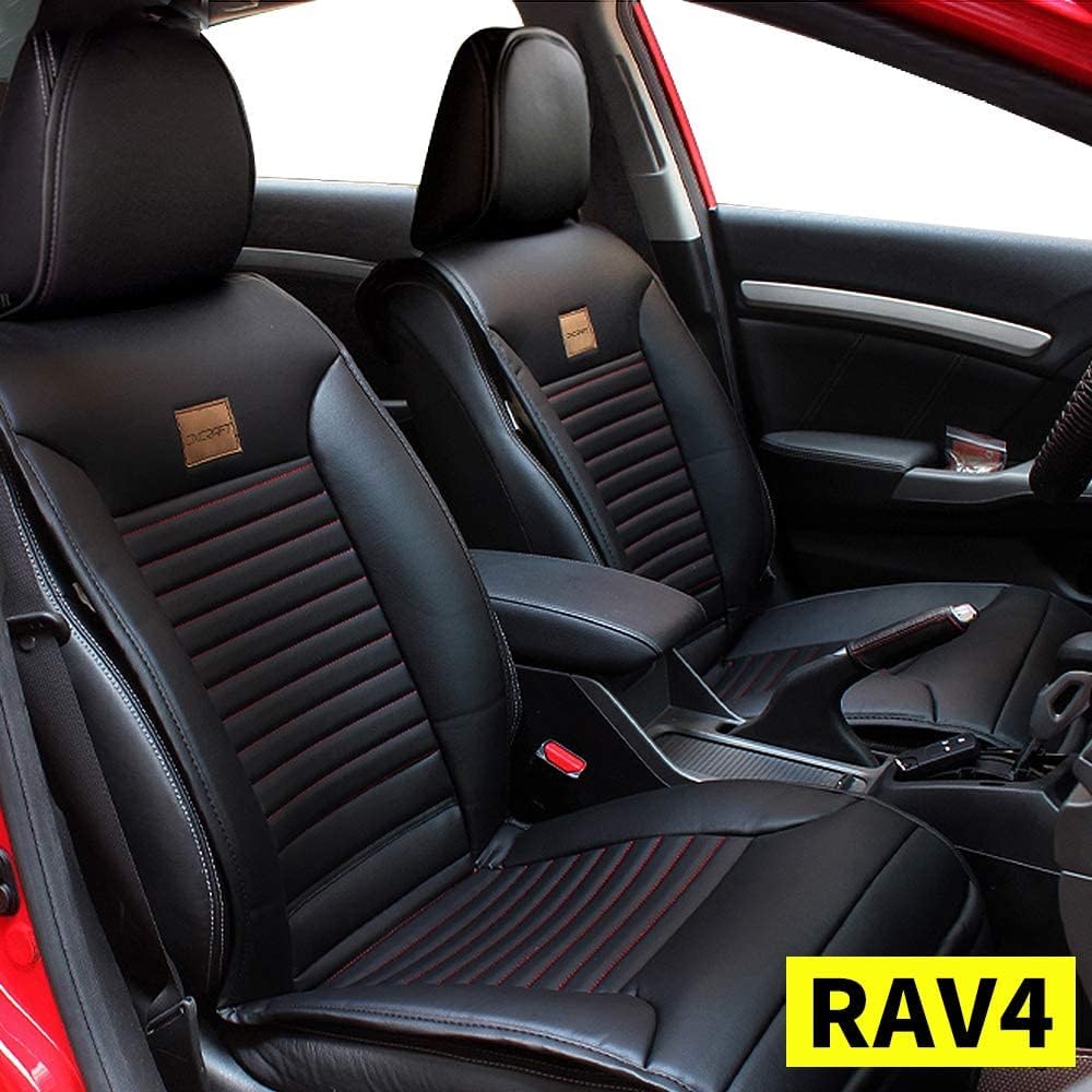 Black Faux Leather Car Seat Covers Full Set Q871