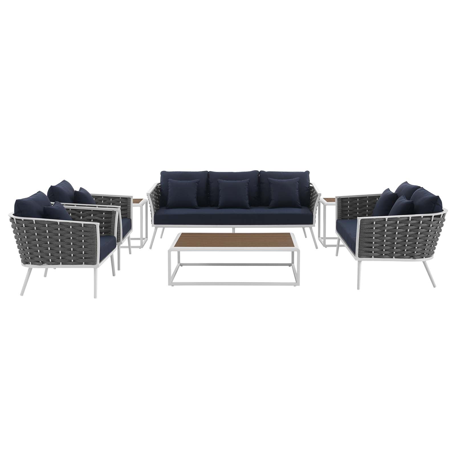 7 Piece Outdoor Patio Aluminum Sectional Sofa Set B1790