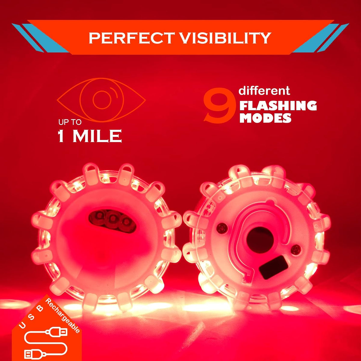 8 Pack Rechargeable LED Road Flares with Magnetic Base Z982