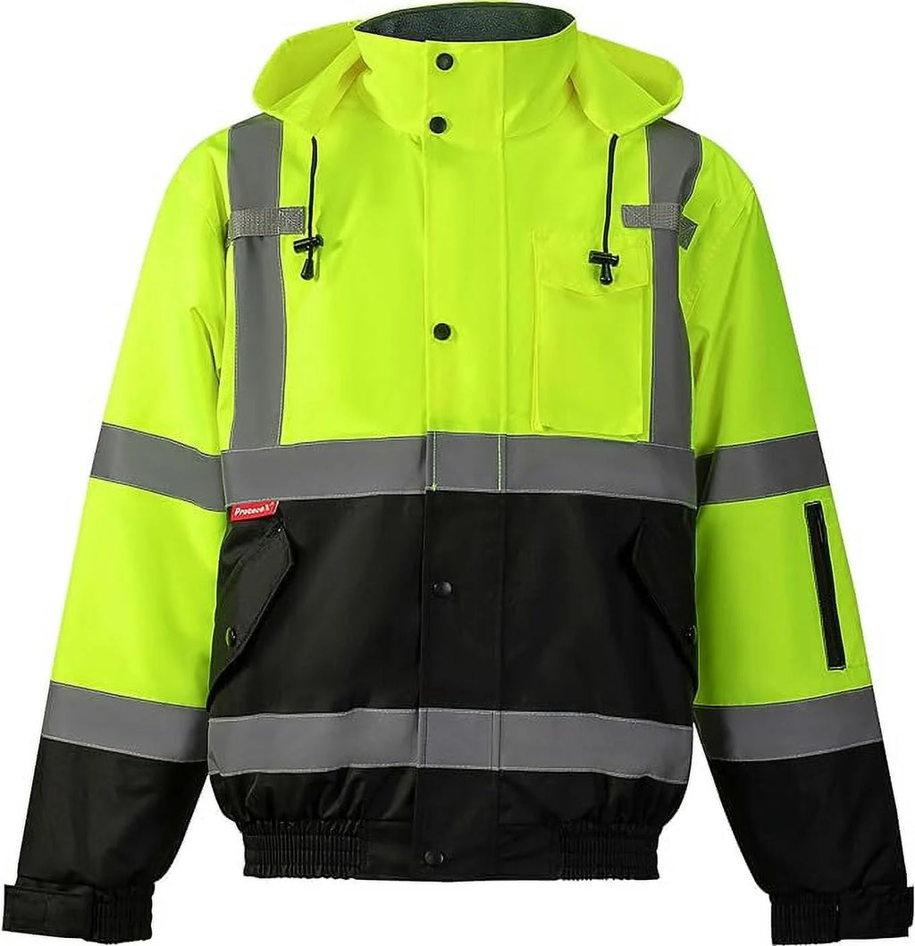 High Visibility Waterproof Bomber Jacket, Class 3, Green, Small X9926