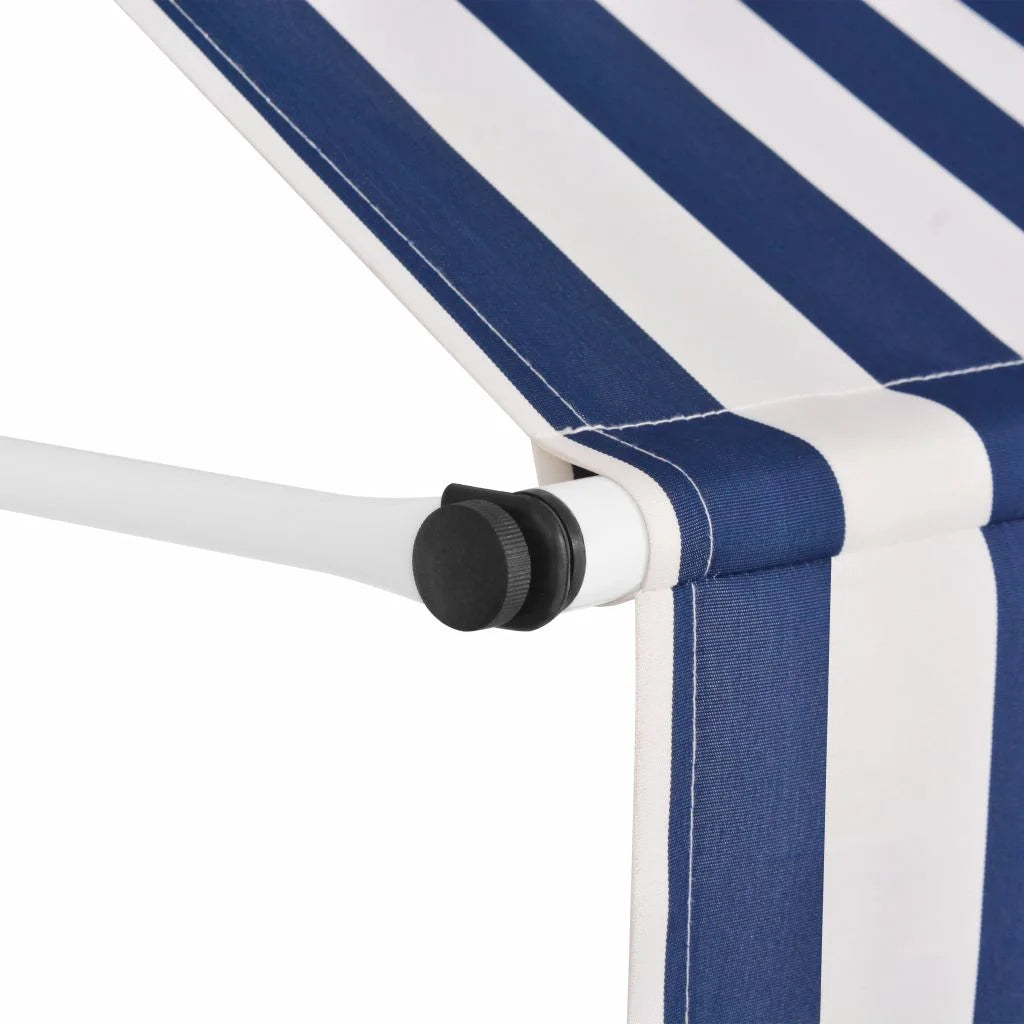 Blue and White Stripes Retractable Patio Awning 98.4 Inches C44244
