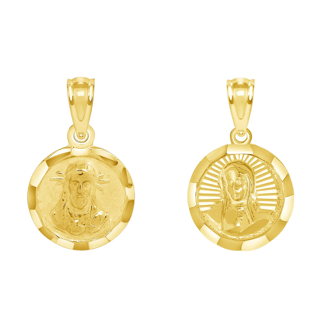 10KT Solid Gold Reversible Jesus and Guadalupe Charm A68209