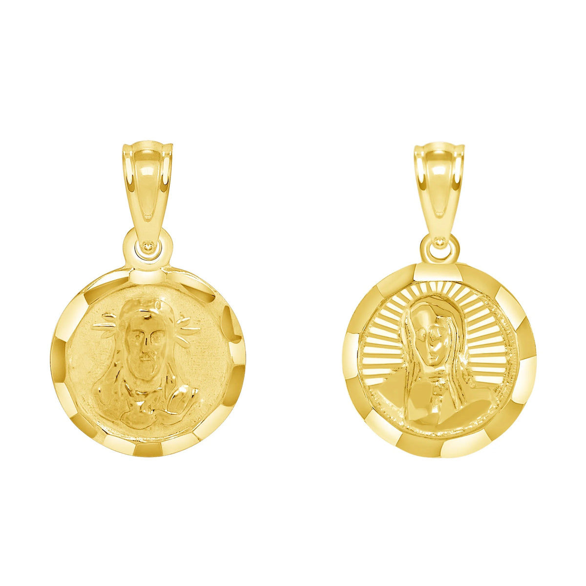 10KT Solid Gold Reversible Jesus and Guadalupe Charm A68209