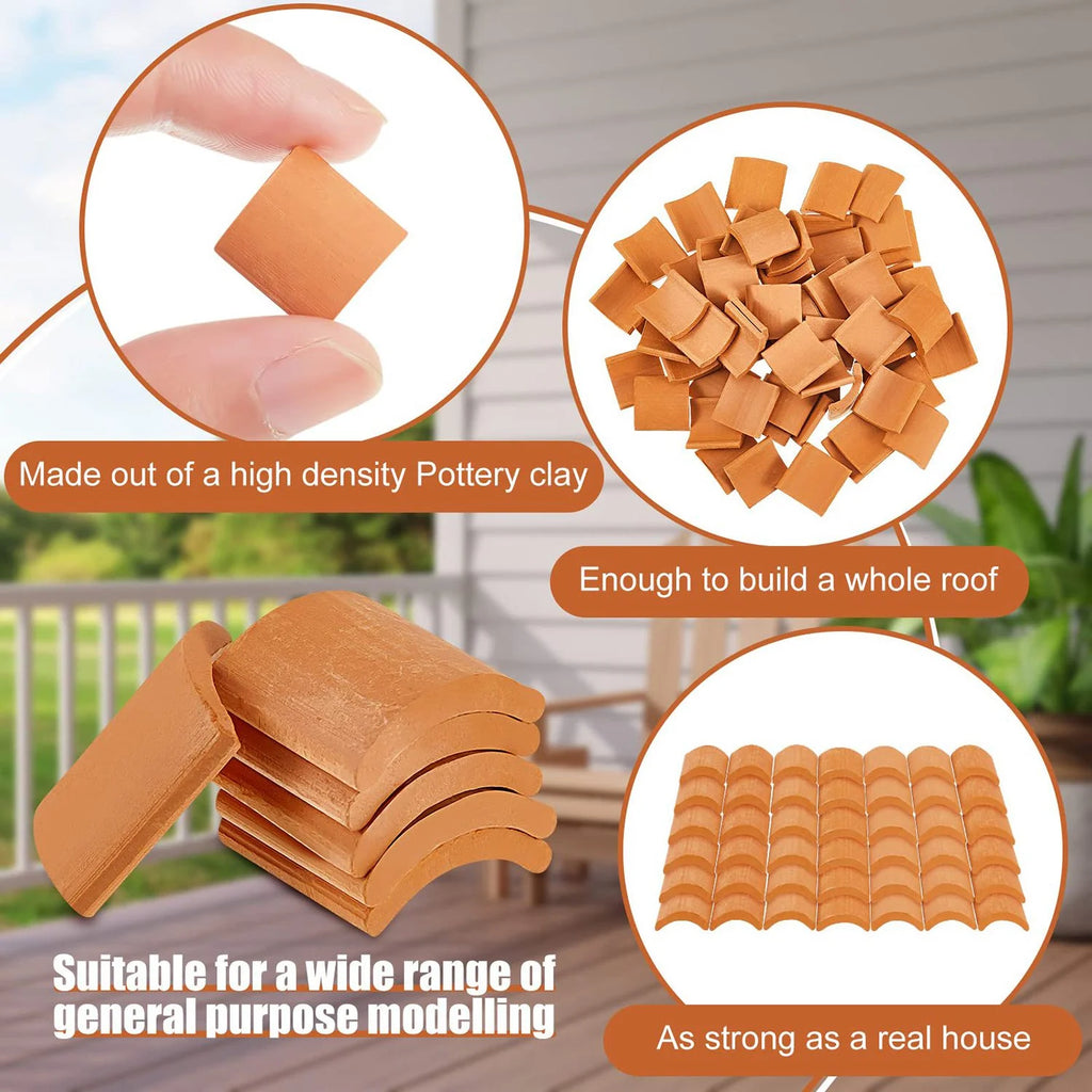Red Miniature Roof Tiles Model Set H93958