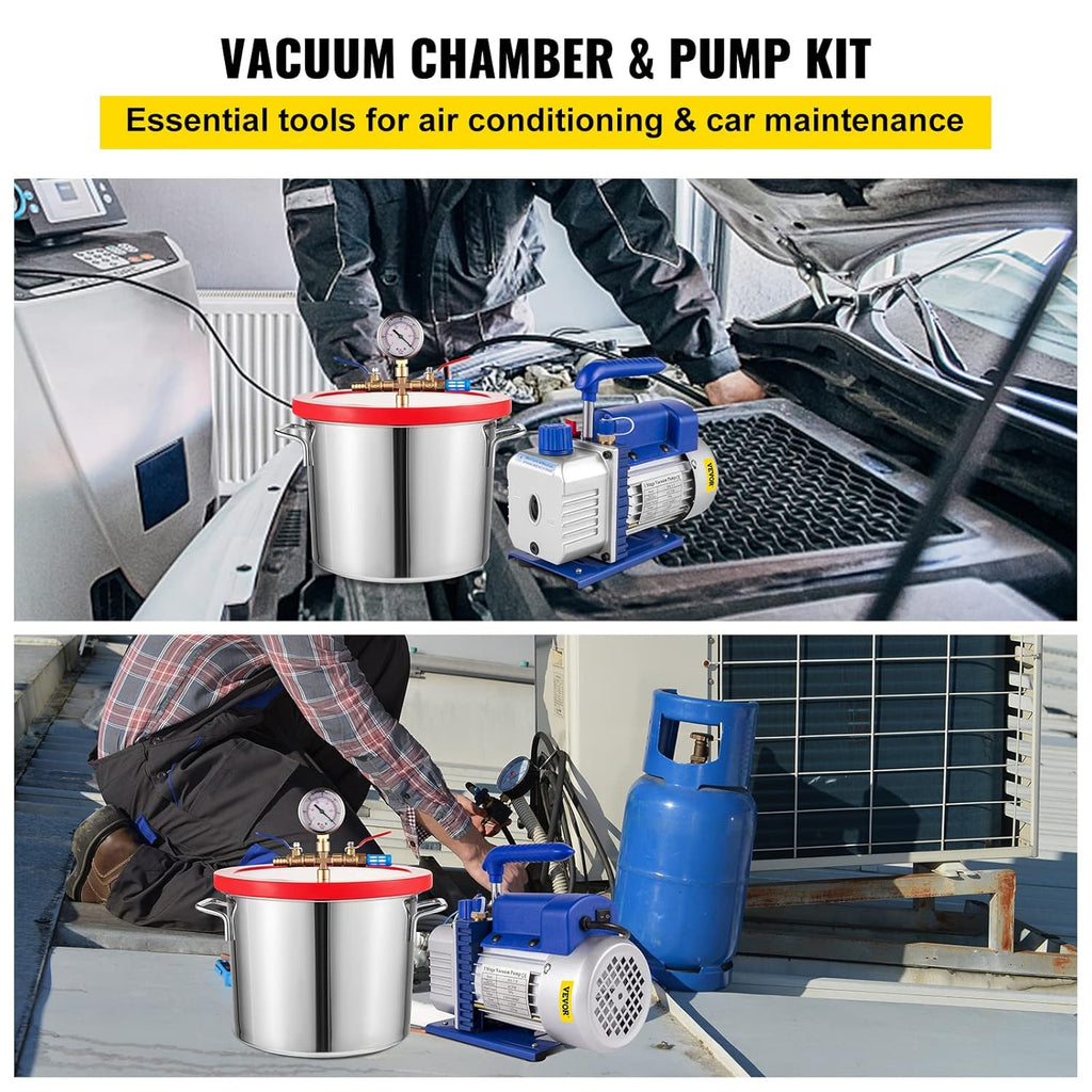 Vacuum Chamber Kit with Pump, 4CFM 1/3HP, 2 Gallon B831