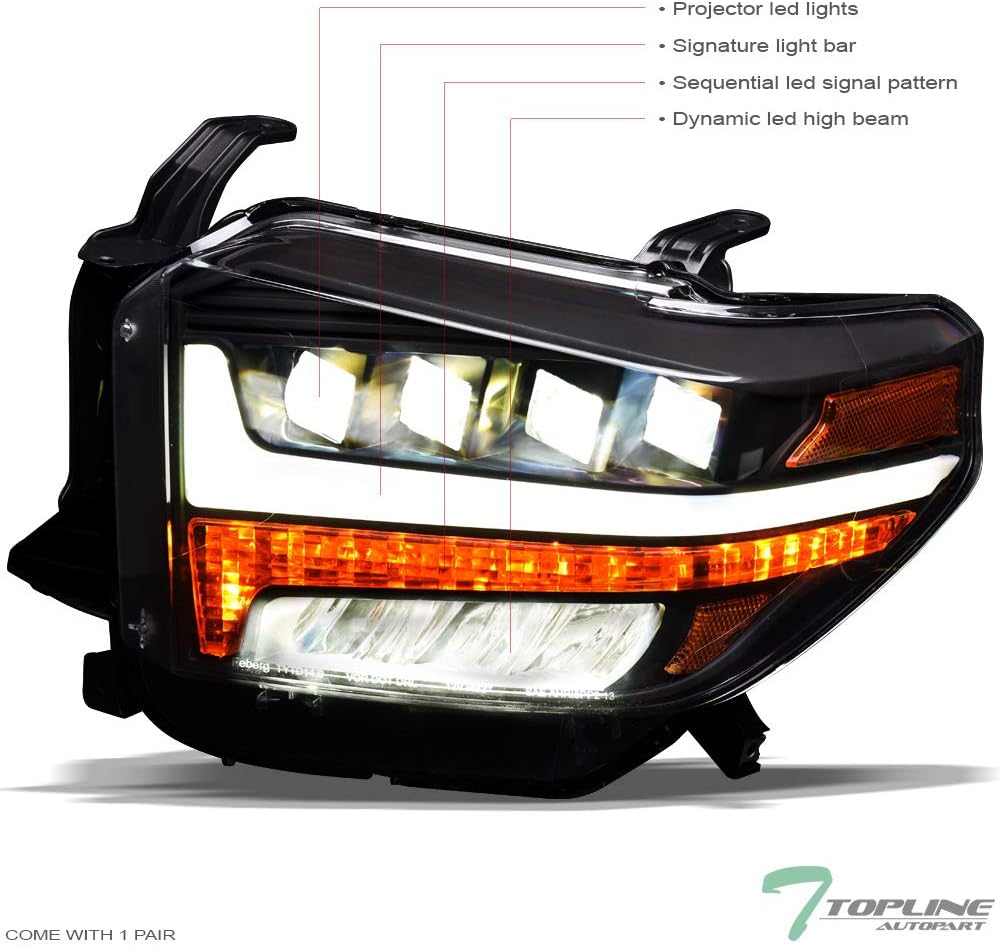 Black Housing Full LED Sequential Quad Projector Headlights U70320